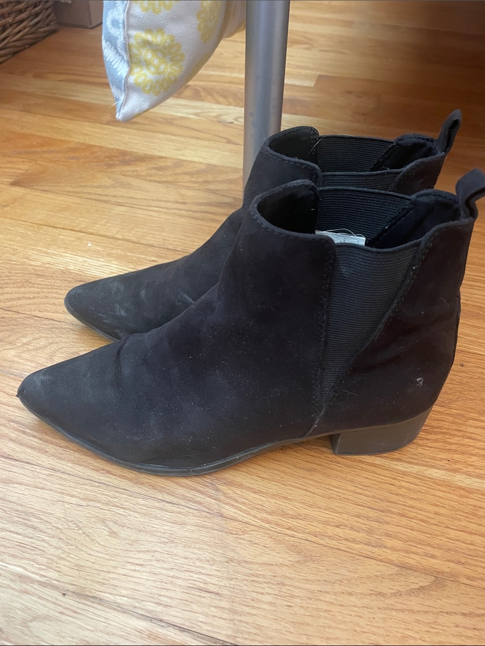 Old Navy Black Suede Pointed Chelsea Ankle Boots